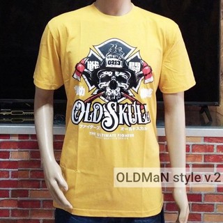 ผ้าฝ้ายคอกลมเสื้อยืด Oldskull ลายกระโหลกนักรบfrom S-4XL