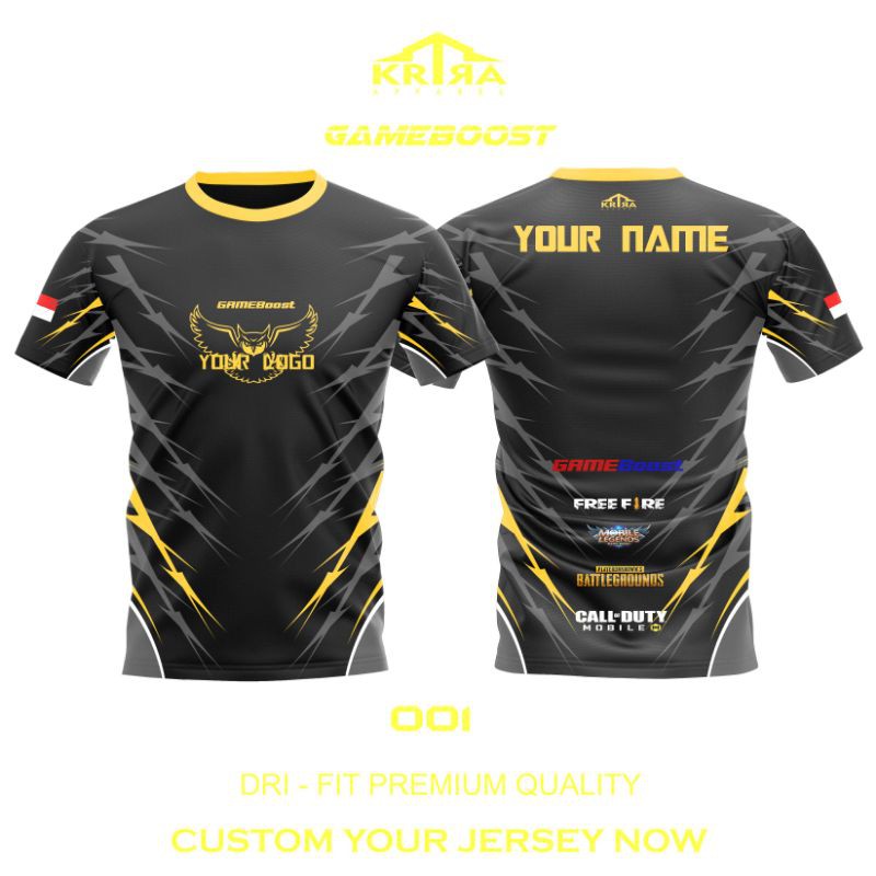 GAMING JERSEY 001 ฟรี FIRE MOBILE LEGEND PUBG CODM DOTA MLBB FF CUSTOM KIDS JUMBO KRIRA