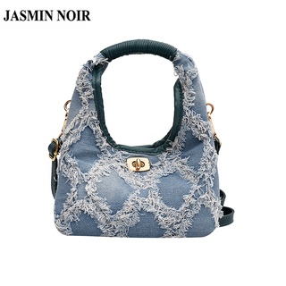 Jasmin NOIR กระเป๋าถือ กระเป๋าสะพายไหล่ ผ้ายีน ลายดวงจันทร์ สําหรับผู้หญิง