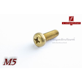 น็อตทองเหลืองหัวกลมแฉก M5x15