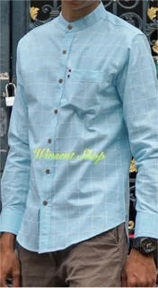 👔เสื้อเชิ้ตคอจีนตารางแขนยาว👔ผ้าoxford ทรงสลิม คัตติ้งเนี๊ยบมากกกก