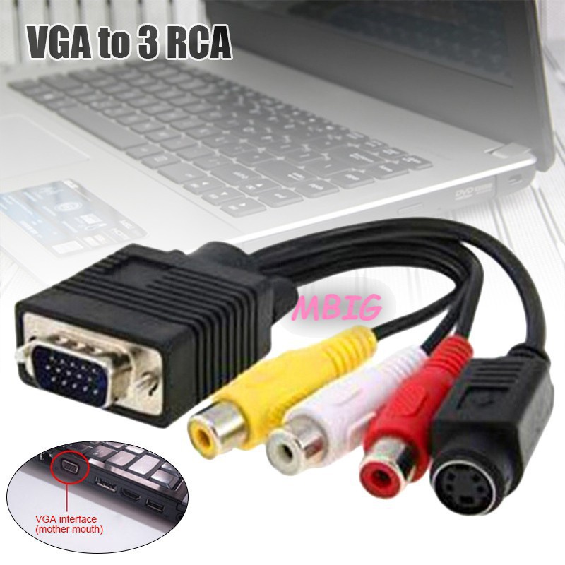 15 Pin VGA SVGA A S-Video 3 RCA TV Di Converter Cable - Foto 11