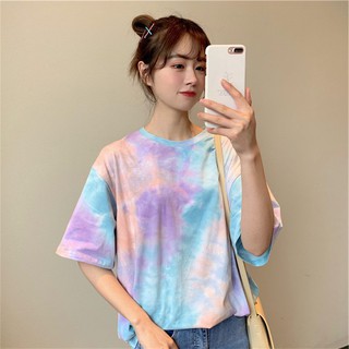 เสื้อยืด Tie Dye Oversized T-shirt มัดย้อม สีพาสเทลน่ารัก A002