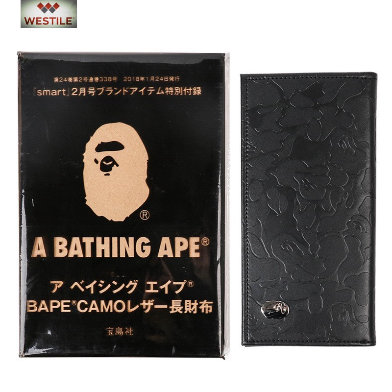 A BATHING APE BAPE CAMO Leather Long Wallet Black JAPAN smart Special Appendix พร้อมแพ็คเกจ Tl