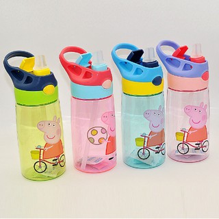 Peppa pig พร้อมส่ง ขวดน้ำเด็กลายลูกหมู ขวดน้ำหลอดเด้ง