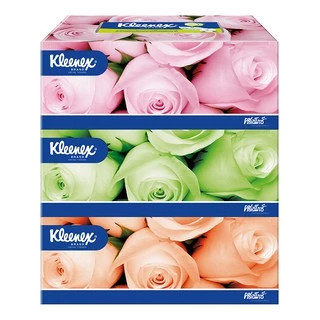 คลีเน็กซ์ กระดาษเช็ดหน้า หนา2ชั้น ลายดอกไม้ 135แผ่น แพ็ค 3 กล่อง Kleenex Facial Tissue (2Ply) Floral Box Pack3