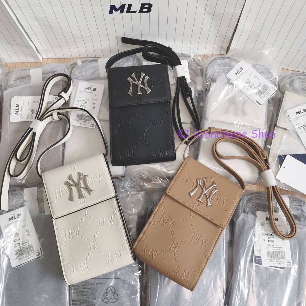 MLB monogram embo phone pouch กระเป๋าสะพายข้าง โลโก้ NY 🤎🤍 #4