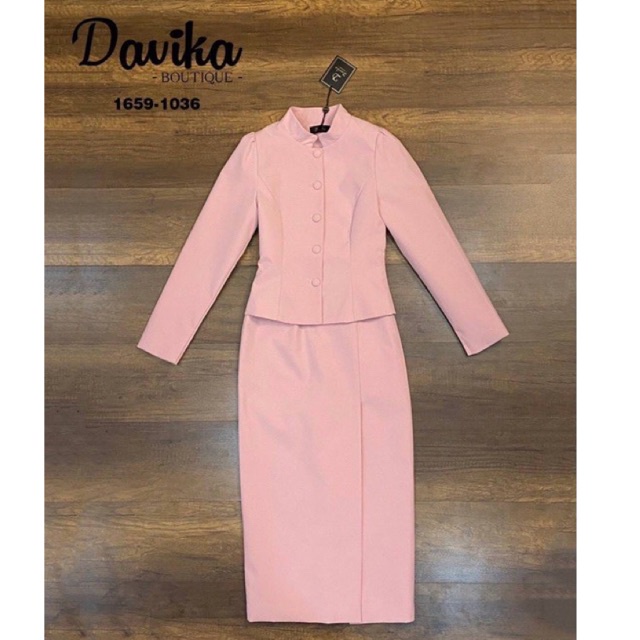 ขุดไทยจิตลดา Set เสื้อ+กระโปรง ชุดออกงาน ชุดสีชมพู Davika #1
