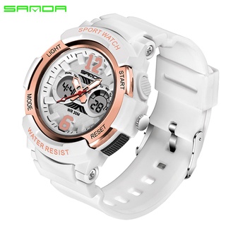 SANDA 757 Rose Gold White Sport Women Watches Fashion LED Digital Ladies Watch Women montre homme Relogio Feminino doura