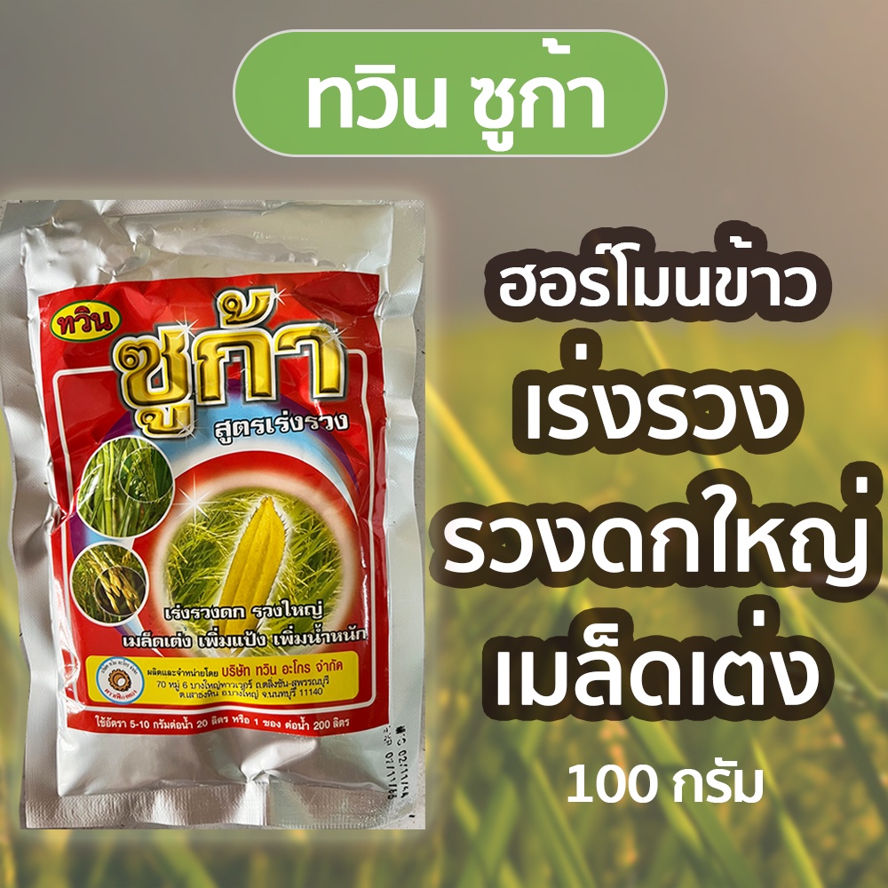 ฮอร์โมนข้าว ฉีดข้าว ทวิน ซูก้า เร่งรวง เร่งรวงข้าว ชนิดผง  ฮอร์โมนพืช อาหารเสริม ยาฉีดข้าว