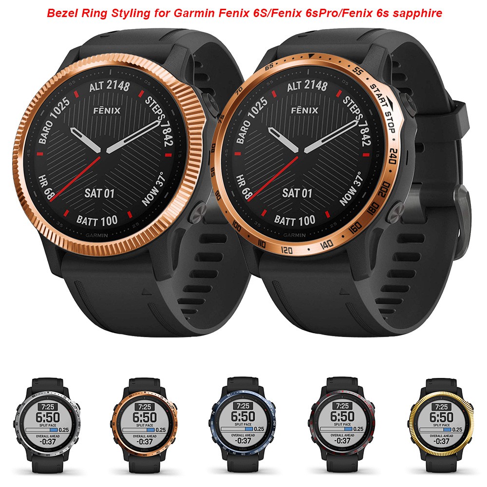 สแตนเลสสําหรับ Garmin Fenix 6S / 6S Pro / 6S Sapphire นาฬิกา Bezel แหวนจัดแต่งทรงผมกรอบกาว Anti Scratch กรณี