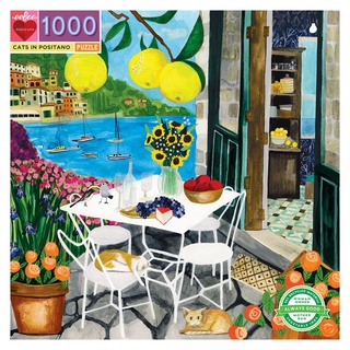 eeBoo Cats in Positano 1,000 Pc Puzzle - จิ๊กซอว์รูปแมวในหมู่บ้านโปซีตาโน 1,000 ชิ้น