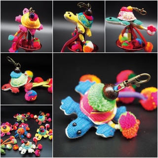 DIY03 พวงกุญแจเต่างานแฮนด์เมด พวงกุญแจเต่าผ้า ช้างผ้าไทย ของขวัญ ของที่ระลึก พวงกุญแจ ส่งสุ่มสี ของชำรวย