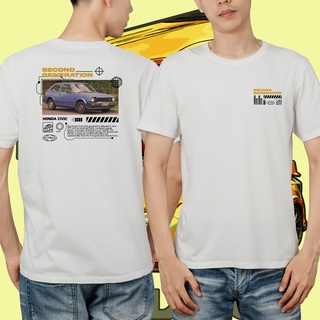 แขนสั้นcrew neckเสื้อยืด ลาย Honda Civic Sec Generation Streetwear สีขาวกรมท่า สีดํา Premium distro MIMI_001S-XXXXL