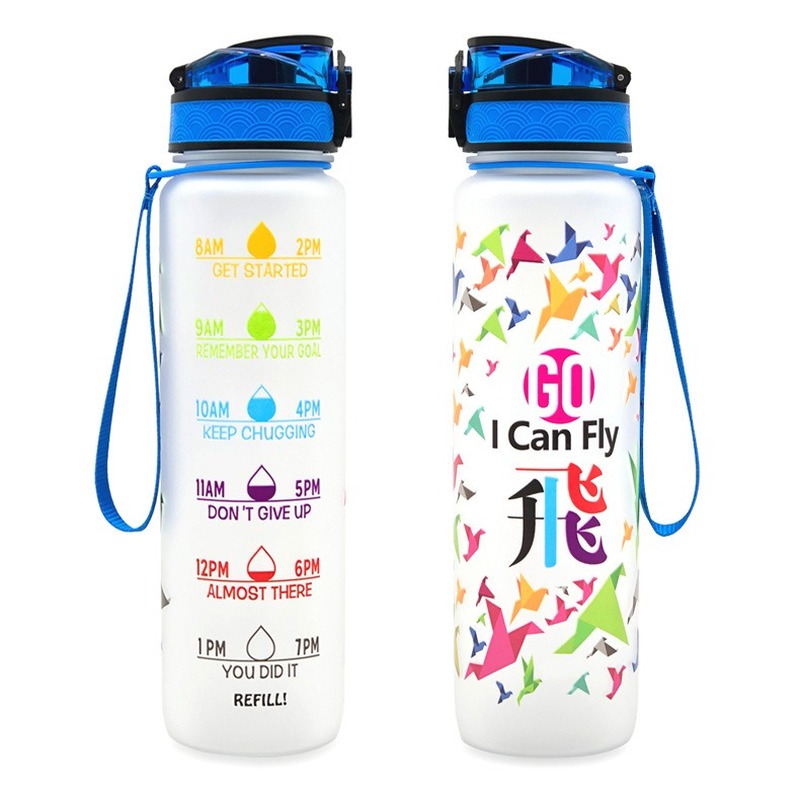 1L Plastic Sports Bottle Frosted Gradient Water Cup Space Cup Water