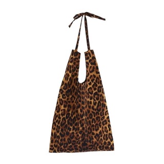 ✅พร้อมส่ง leopard tote bag (แบบผูกโบว์)