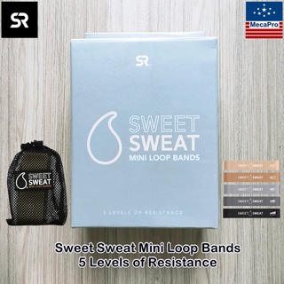 Sports Research® Sweet Sweat Mini Loop Bands 5 Levels of Resistance สายรัดยางยืดมี 5 ระดับ ยางยืดออกกำลังกาย โยคะ สควอช