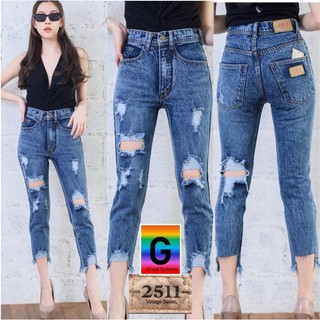 !!NEW!! 2511jeans by Great กางเกงยีนส์ ผญ กางเกงยีนส์เอวสูง กางเกงยีนส์ทรงบอย ยีนส์เอวสูง ยีนส์ทรงบอยสลิม ผ้าไม่ยืดNo448