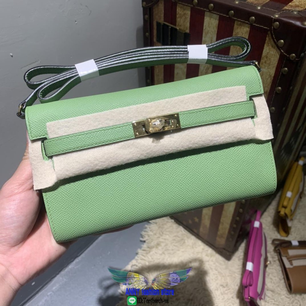 HM Epsom Kelly Woc 20cm socialite clutch card holder long wallet purse pure handmade