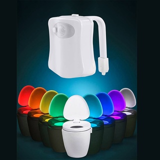 Toilet LED ไฟกลางคืนใช้ที่ห้องน้ำแบบเซ็นเซอร์ เปลี่ยนได้ 8 สี ไฟติดห้องน้ำ อุปกรณ์ส่องสว่าง LED ใช้ระบบเซ็นเซอร์