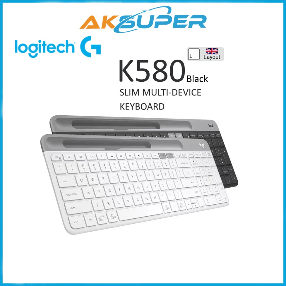 Logitech K580 Slim Multi-Device Wireless Keyboard for computers, phones or tablets คีย์แคปอังกฤษ (ฟรีสติกเกอร์ภาษาไทย)