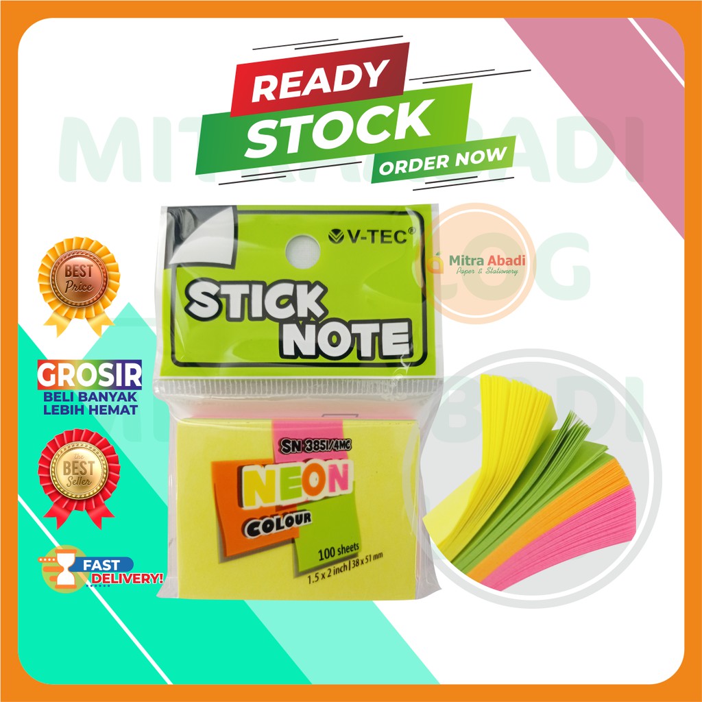 STICK NOTE MEMO STICK MARKER BOOK VTEC SN3851 4MC - STICK NOTE BIG 5138 4 สี