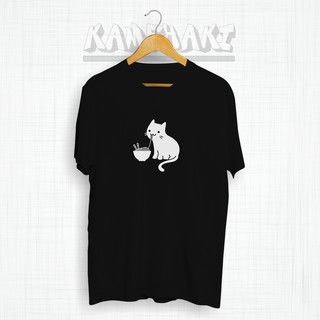 ย้อนยุคเสื้อยืด พิมพ์ลาย Ramen CAT Bandung Distro สไตล์ญี่ปุ่น ของแท้ สีกาเมฮากิS-5XL