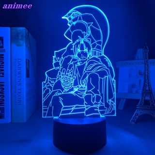 โคมไฟกลางคืน Led รูปการ์ตูนอนิเมะ Fullmetal Alchemist 3d ของขวัญวันเกิด สําหรับตกแต่งห้องนอน