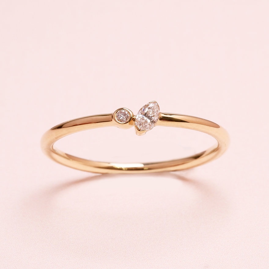 Grace Fine Jewelry แหวนทองแท้ 9K เพชรแท้มาคี
