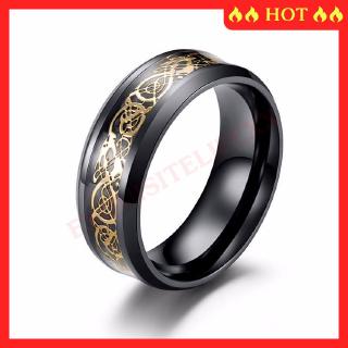 แหวนมังกรมังกรเหล็กไทเทเนียมแฟชั่นเกาหลี Titanium Steel Nibelungen Ring Dragon Souvenir Ring for Men