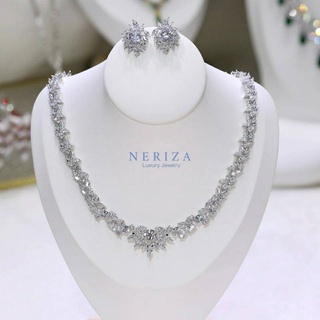 Neriza jewelry/เครื่องประดับเจ้าสาวเพชรสังเคราะห์ประกายเทียบเท่าเพชรแท้  จัดส่งฟรีพร้อมกล่องNSW092