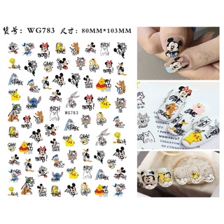 สติ๊กเกอร์ ติดเล็บ​ ตกแต่งเล็บ​ mickey mouse donald duck tom and jerry pikachu