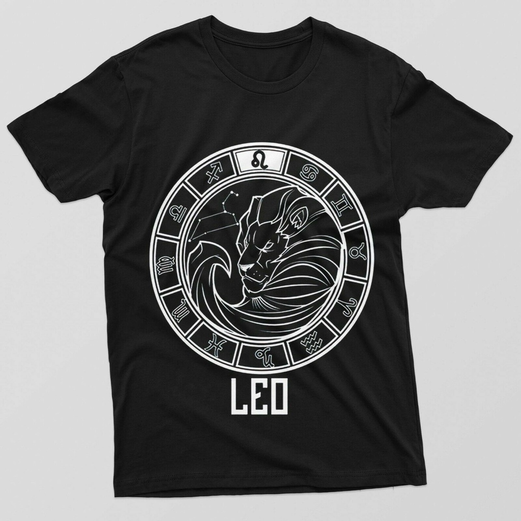 ขายดี เสื้อยืดลําลอง แขนสั้น พิมพ์ลาย Leo Zodiac Astrological Sign Birthday สไตล์คลาสสิก210615S083 T