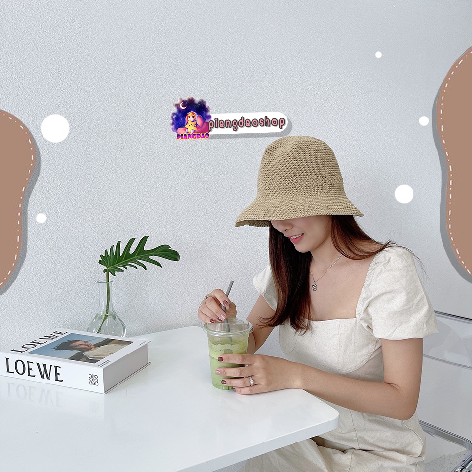 PDS🔥มินิมอล🔥(หมวกทรงบัคเก็ตถักเชือกฟอก) crochet bucket hat คิ้วส์ สไตล์มินิมอล มีหลายสีให้เลื