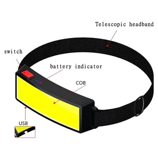 ไฟฉายคาดหัว LED สไตล์ใหม่ไฟหน้าปรับความสว่างแบบพกพา Mini COB ไฟคาดศีรษะ LED ไฟฉาย USB Charging ไฟฉายคาดหัวแรงสูง สำหรับก