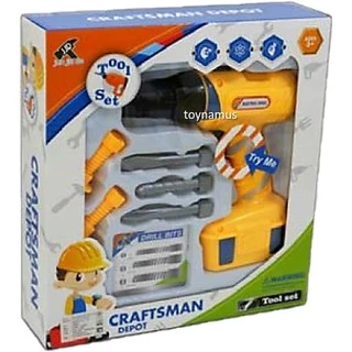 ของเล่นสว่านไฟฟ้าหมุนได้จริง Construction Toy Electric Drill Tool Set ใส่ถ่านหมุนได้