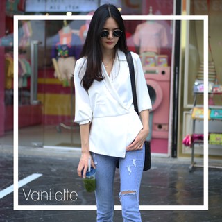 Vanilette Oris top เสื้อเชิ้ตทรงสวยดีเทลปาดหน้า ใส่แล้วสวยหรูดูไฮโซ