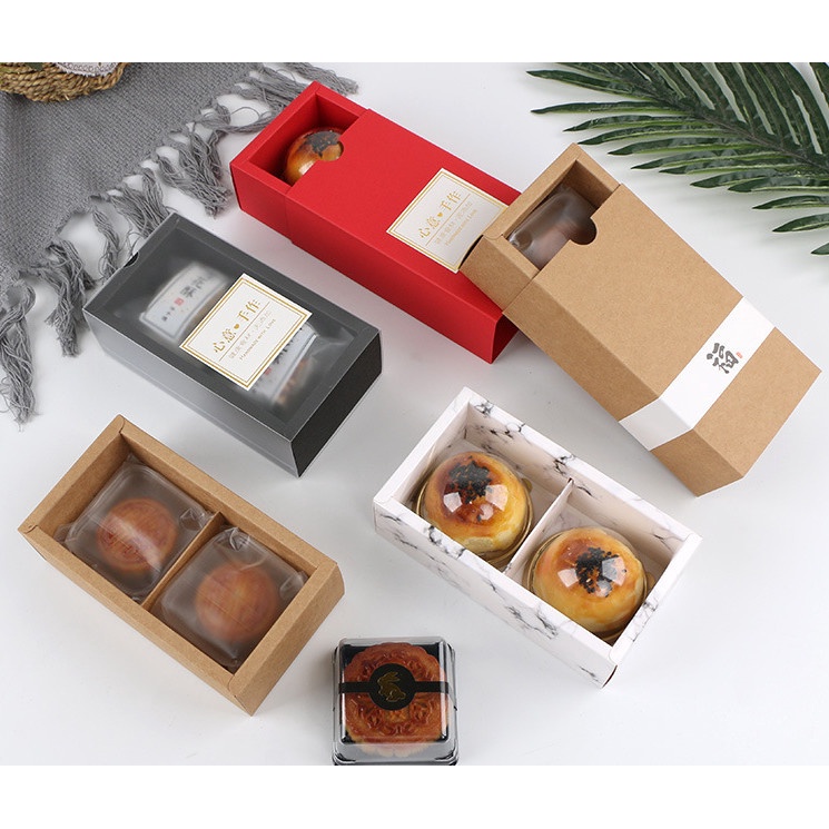 กล่องขนม 6ช่อง เซตกล่องพร้อมถุง   ขนมไหว้พระจันทร์ 80กรัม Mid Autumn (MOON103)