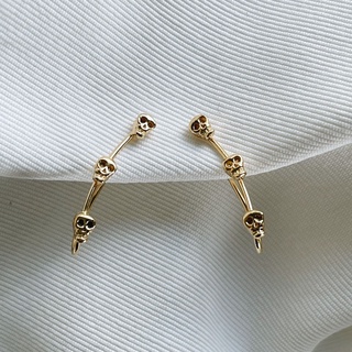 Minimal Gold Skull Ear Crawlers, 18K Gold Plated Sterling Silver Earrings E0029 | เงินแท้ 925 ชุบทองเเท้ 18 กะรัต