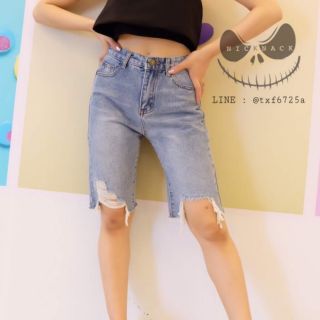 🌟กางเกงยีนส์สามส่วน เอวสูง 🌟 KRISTHAYA JEANS