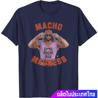 มวยปล้ำอาชีพ มวย มวยปล้ำลีก อเมริกา WWE Macho Madness Retro Randy Savage T-Shirt คอกลม แฟชั่น ผ้าฝ้ายแท้ เสื้อยืด ผ้าฝ้า