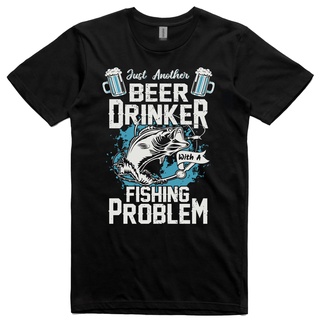 แขนสั้นcrew neckเสื้อยืดลําลอง แขนสั้น พิมพ์ลาย Beer Drinker With A Fishing เข้ากับทุกการแต่งกาย เหมาะกับวันพ่อ คริสต์มา