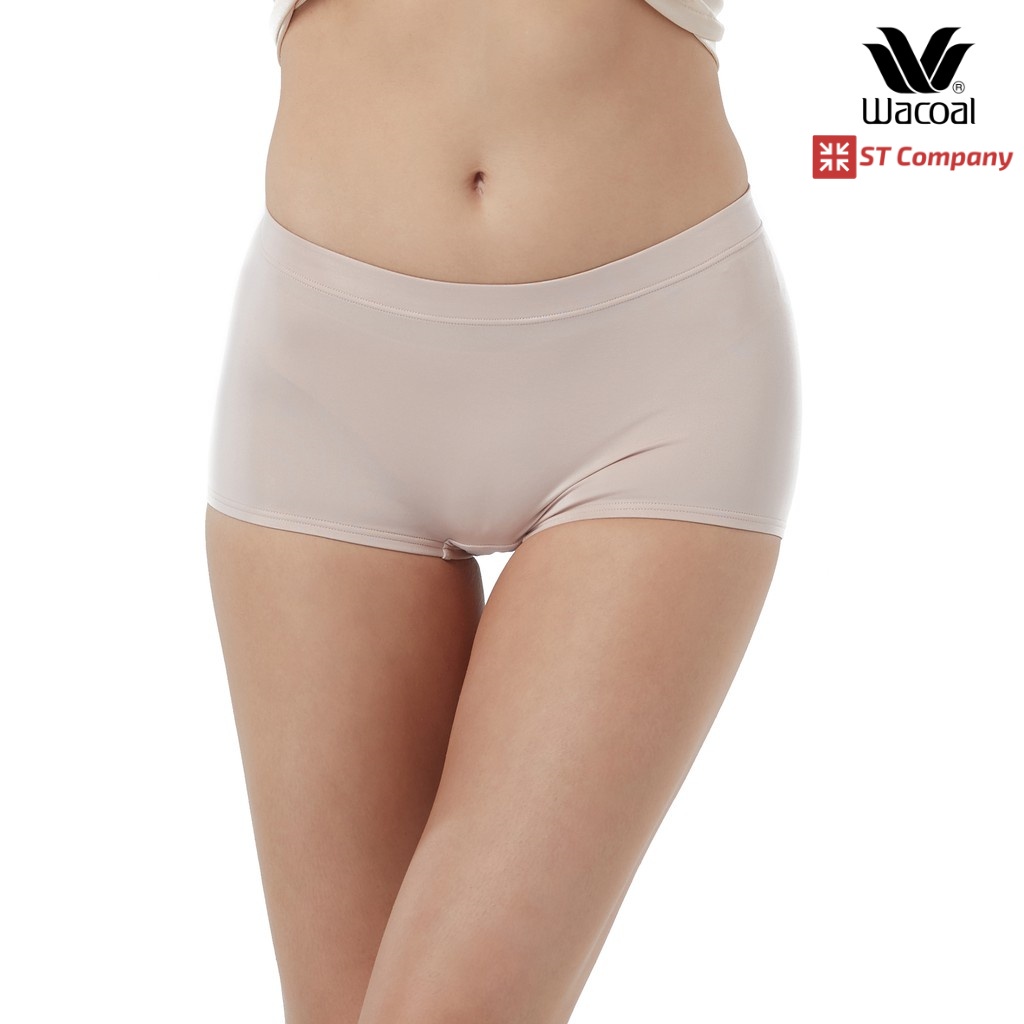 Wacoal Boyleg Panty ทรงขาสั้น (Boyleg) เอวสูง เบจ (Beige) 1 ชิ้น รุ่น WU8457 เนื้อผ้า Nylon Tactel ก