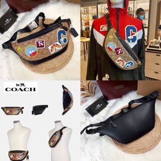 COACH X PEANUTS WARREN BELT BAG IN SIGNATURE CANVAS WITH VARSITY PATCHES(COACH C4028)