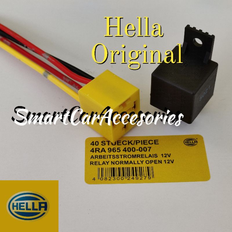 รีเลย์ รีเลย์ รีเลย์ Hella Hela Original 4 ขา 12v 12v 30A ไฟแตร + เต้ารับ