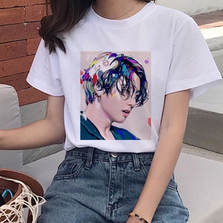 Bulletproof Youth League Print White black T-Shirt Ms. Korea Harajuku JIN SUGA J HOPE JIMIN V JUNGKOOK Cartoon Girl Top