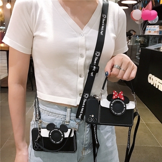 เคสโทรศัพท์มือถือ พร้อมกระเป๋าใส่การ์ด มีคล้องเชือก รูปการ์ตูนมินนี่ สำหรับ SAMSUNG Note5 Note8 Note9 Note10 Note10plus A51 A71 S21Ultra S21plus Note10lite A81 M60S S10lite2020 A91 M80S