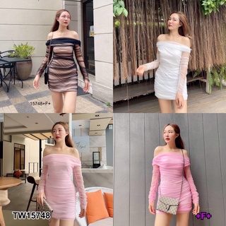 TW15748 Dress เดรสผ้ามุ้งฟรุ้งๆรอบตัวเลยค้า