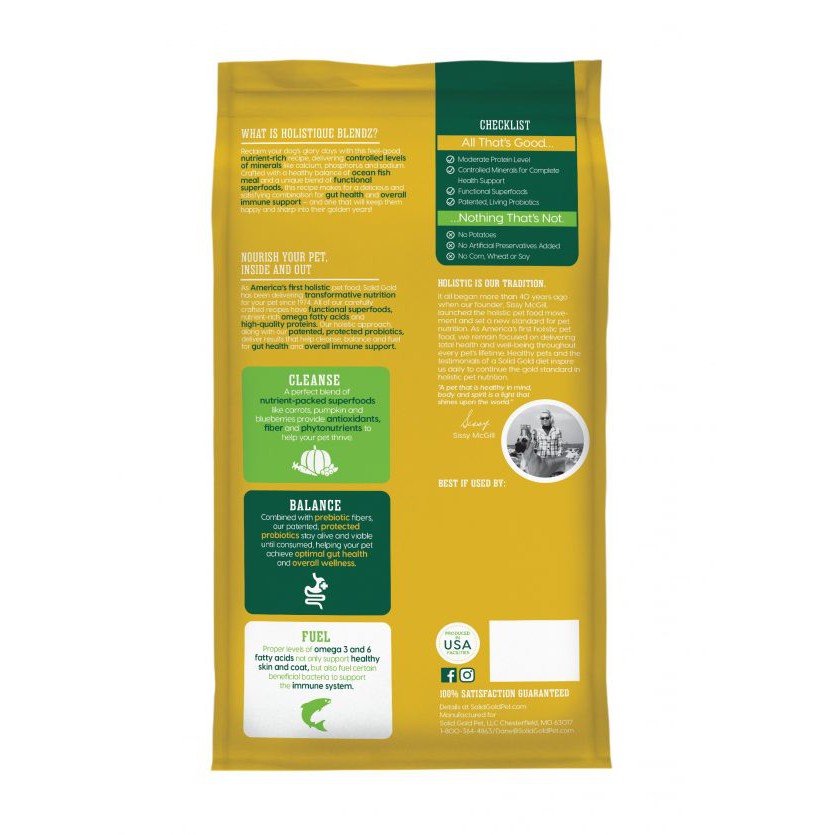[ ส่งฟรี ]อาหารเม็ดสุนัขโต Solid Gold Holitique Blendz  300g