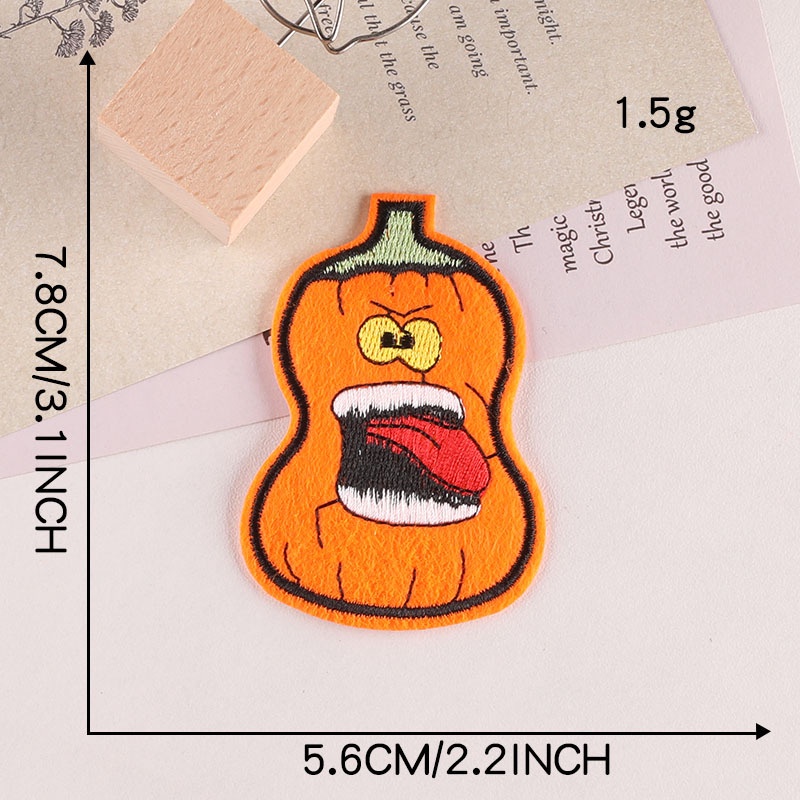 แผ่นแพทช์รีดร้อน ปักลายฟักทองฮาโลวีน สําหรับติดเสื้อผ้า - รูปที่ 5